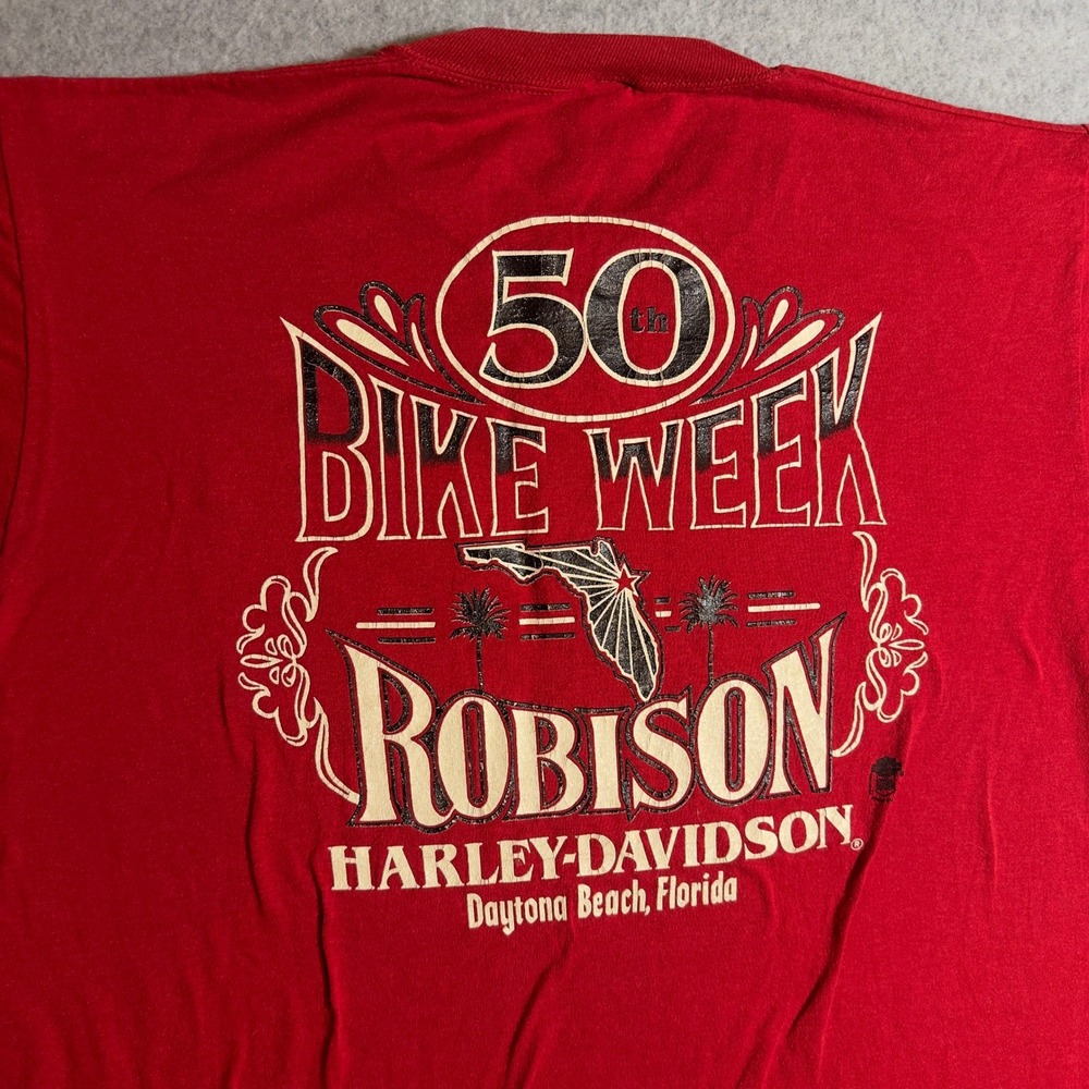 Vintage 1991 Harley Davidson 50th Bike Week T Shirt Red Pocket Single Stitch XL